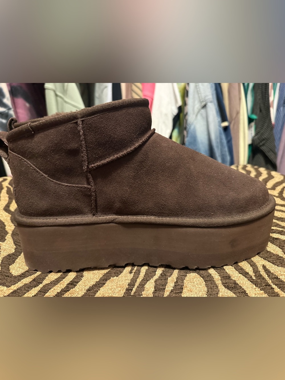 UGG Women's Chocolate Brown Suede Platform Ankle Booties